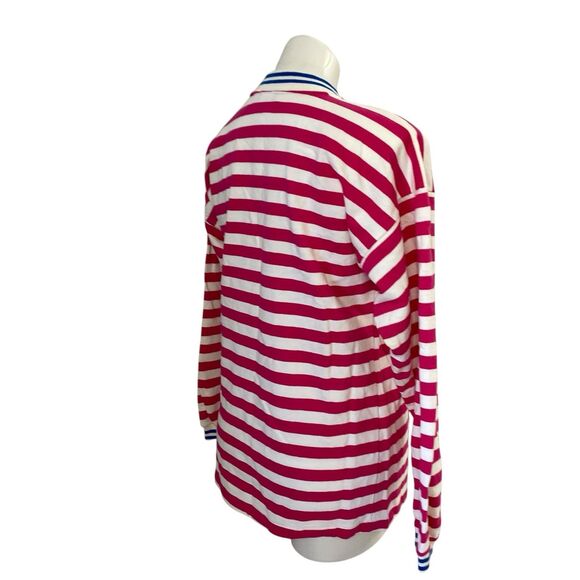 SK Sport Sweatshirt Womens Medium Vintage 1980s Pink Stripe Classic Hipster - Picture 10 of 16